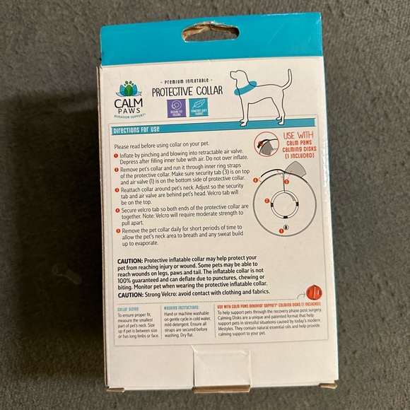 Calm Paws Behavior Support Protective Inflatable Collar Large w/Dog Calming Disc - Picture 4 of 6